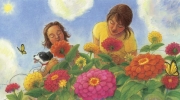 Mom and Me and Zinnias